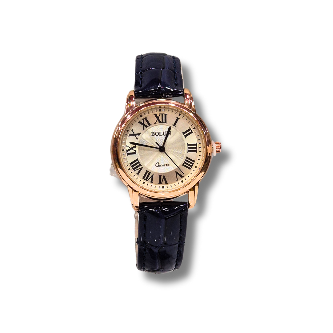 Bolun Designer Women’s Watch - Glossy Blue with Roman Numerals