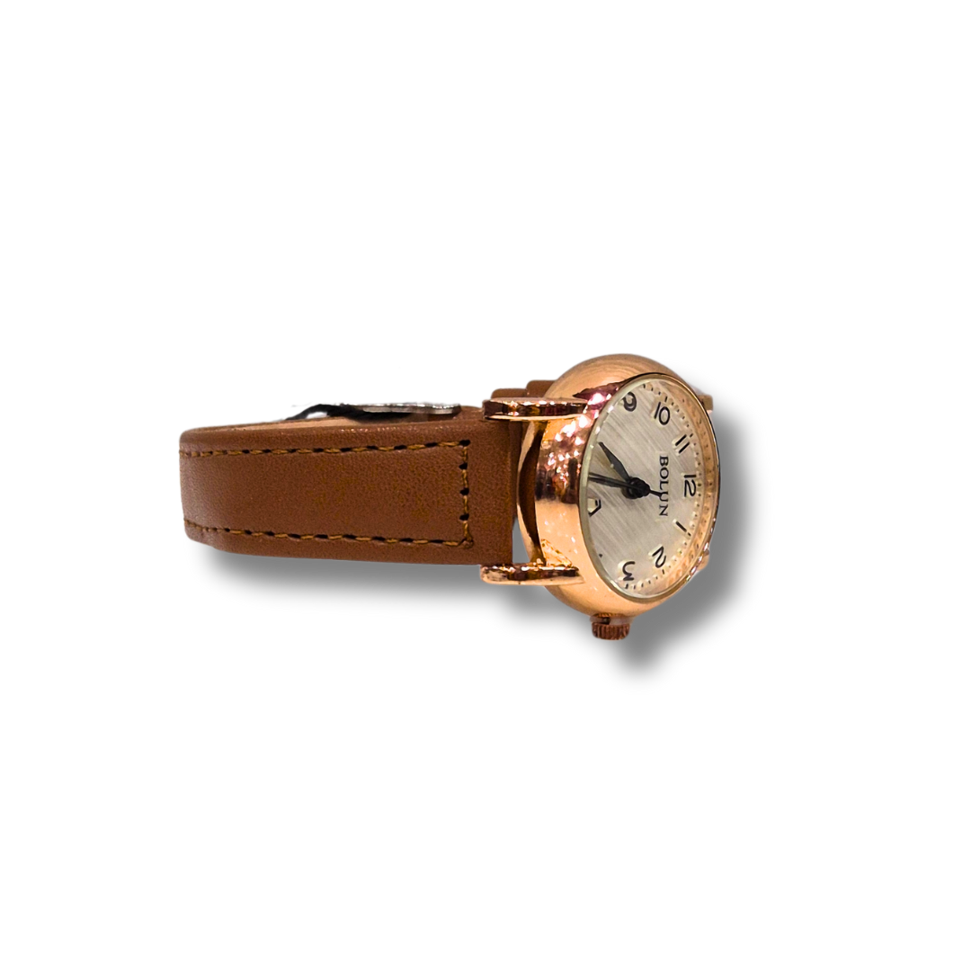 Bolun Women’s Watch - Round Dial with Brown Strap
