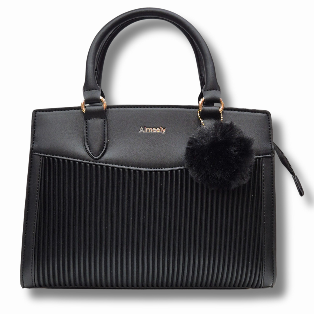 Large Women Handbag with Plush Ball (1)