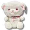 white teddy bear with pink eyes