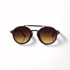 Bobkelly Round Brown Sunglasses with Side Protection