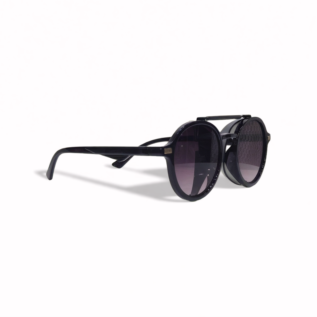 Bobkelly Round Sunglasses with Foldable Side Protection – Grey